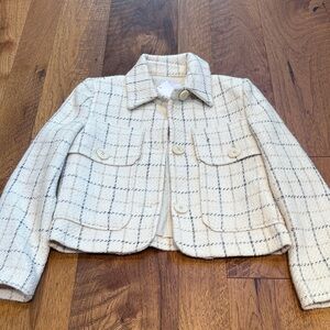 NWT MNG Woman’s Cream Plaid Jacket Size XS